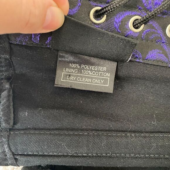 Fiona's Fineries Ethereal Whimsygoth Gothic Black Purple Lace Up Corset Top 30" - Picture 8 of 8